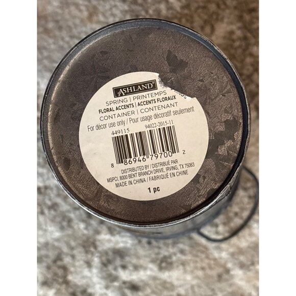 Ashland Rustic Black Metal Jardin Flower Container With Handles Floral Accent - Picture 5 of 5